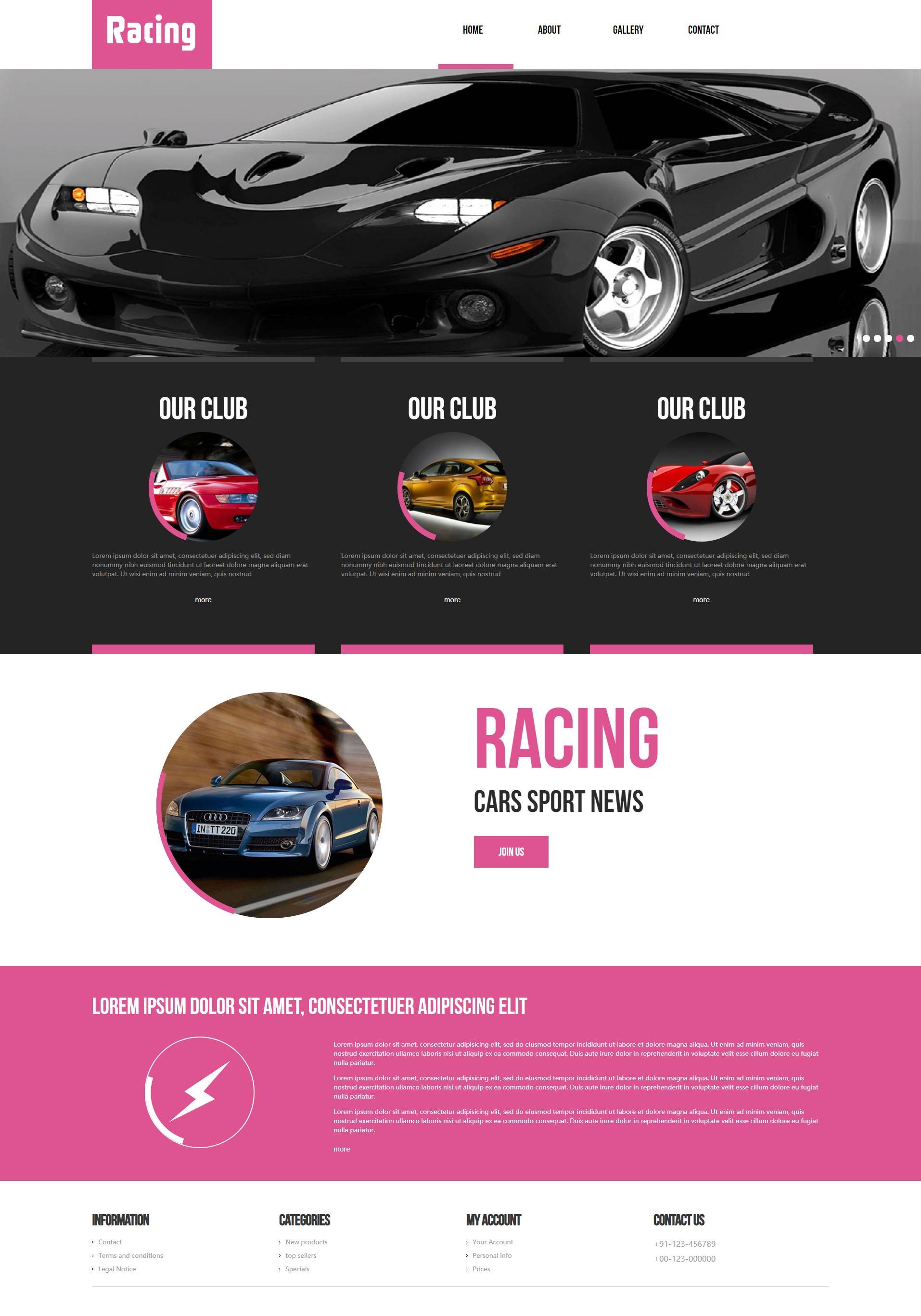黑色扁平化汽车主题响应式网站模板