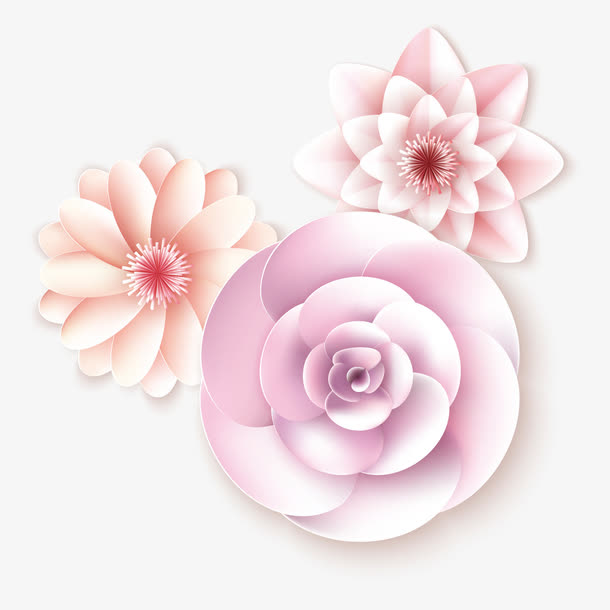 粉色立体纸雕花朵装饰纹理素材