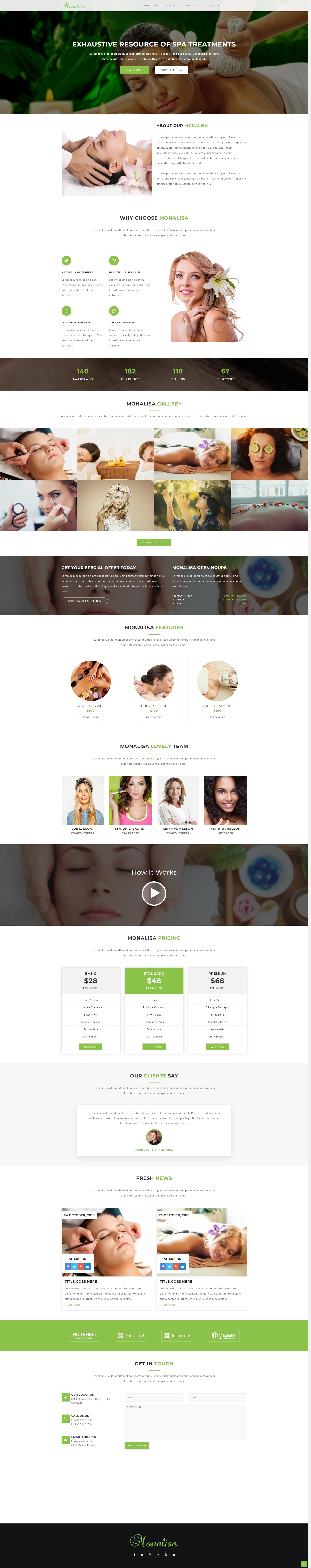 绿色清爽的女性spa美容保养网站html5模板