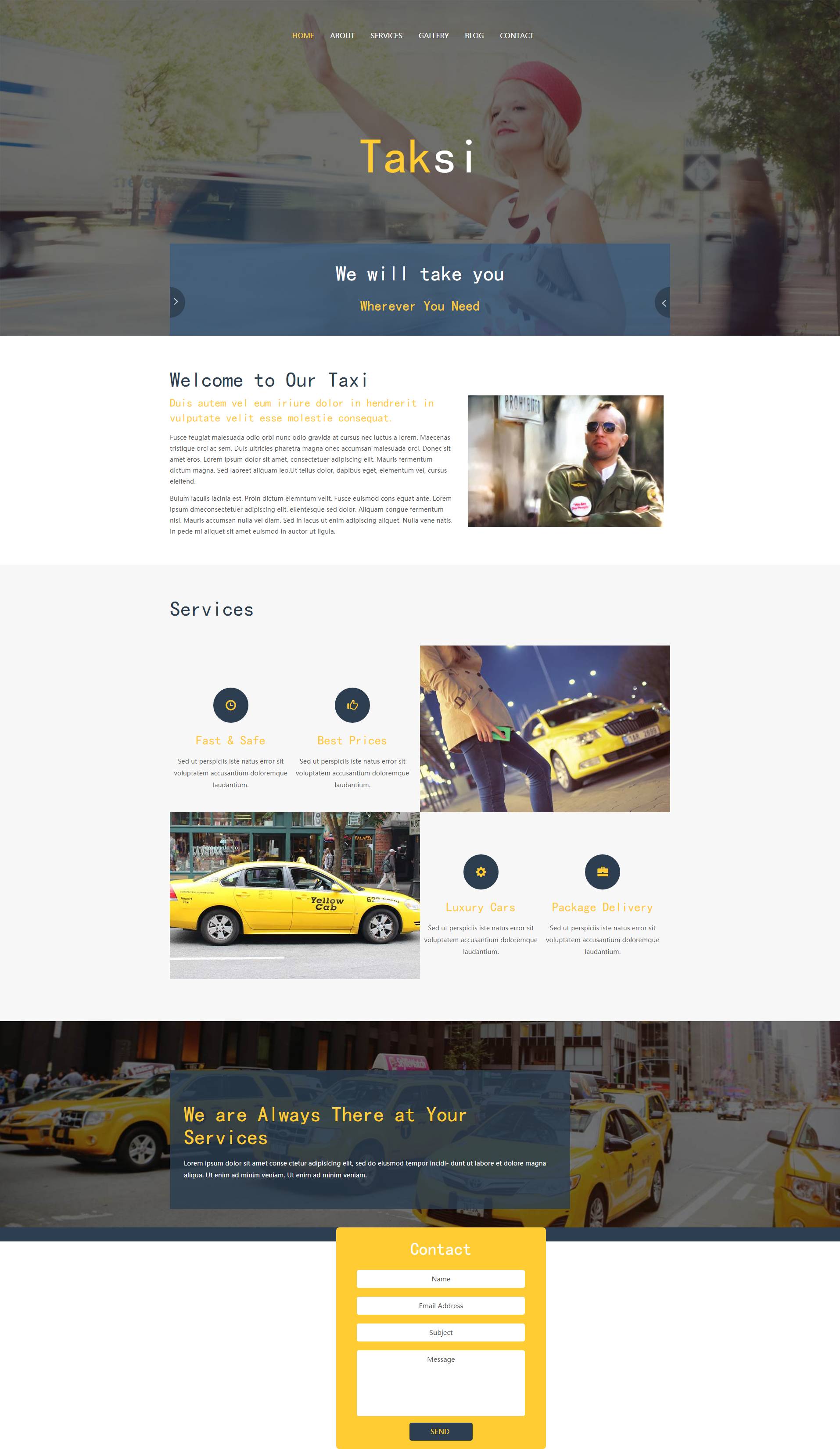 简约干净的HTML出租车公司网站模板