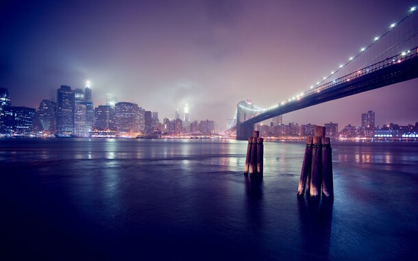 高清PNG透明图，夜晚都市水面大桥海报背景，摄影风景设计素材下载