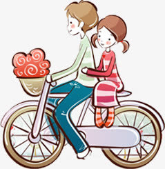 卡通可爱自行车七夕