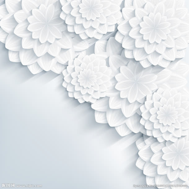 白色剪纸漂亮花朵