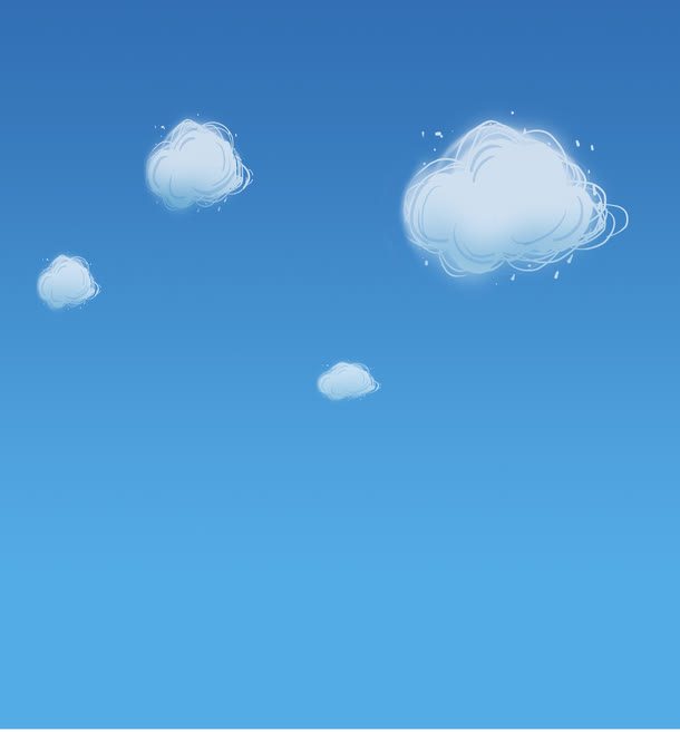 手绘卡通天空白云装饰