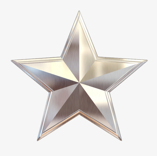 银色质感五角星标志