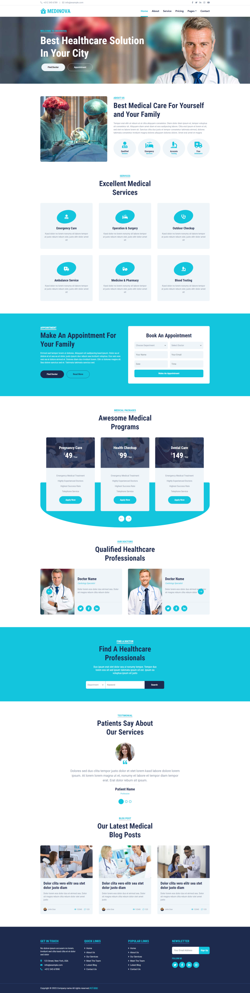 医院网站设计模版，医疗网页模板下载