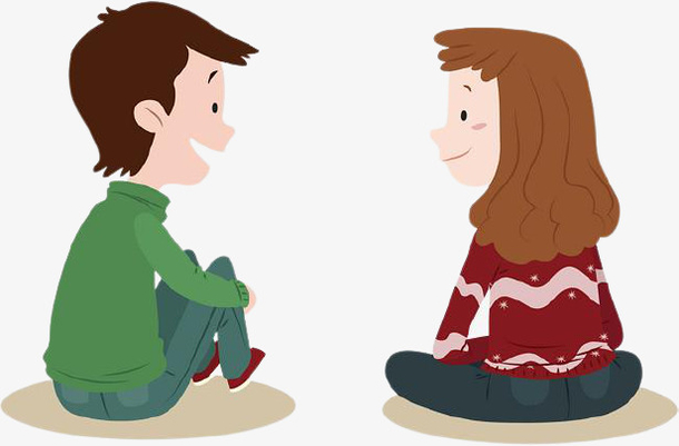 男孩和女孩  谈话的两个人 卡通人
