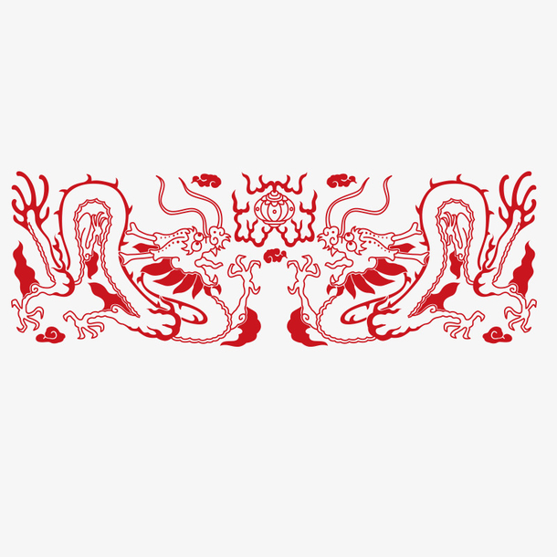 红色中国风双龙戏珠