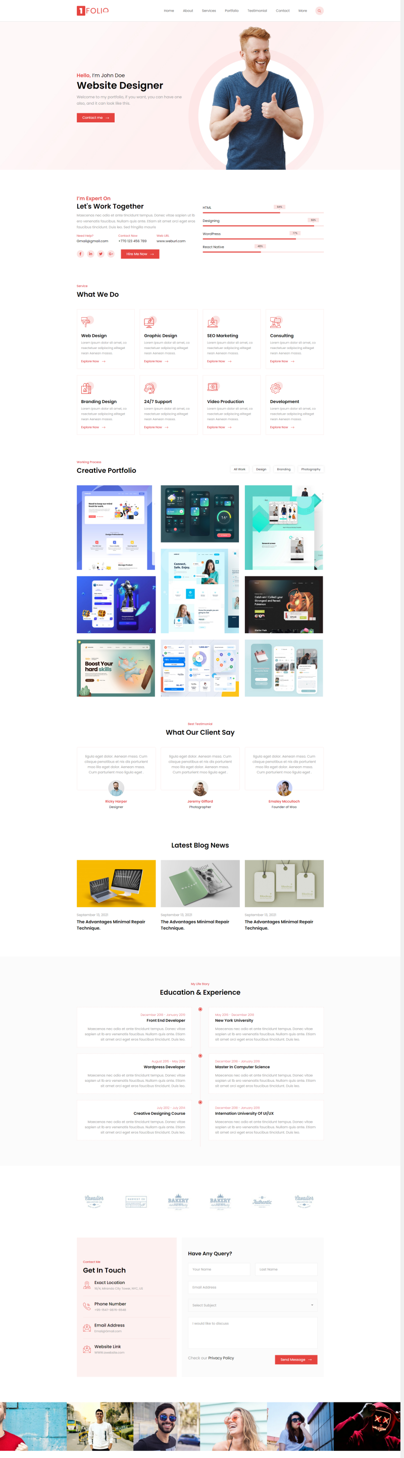 设计师博客html5代码，简约的设计师个人网站模板