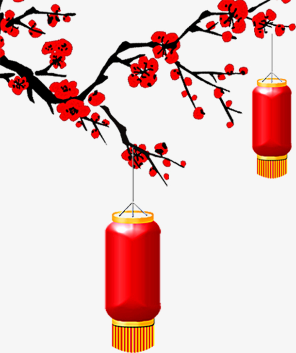 春节喜庆的灯笼梅花