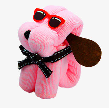 狗毛巾  粉色墨镜