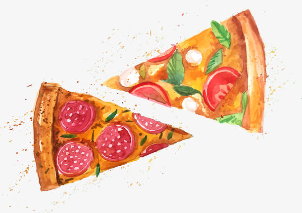 手绘披萨矢量素材美食意大利