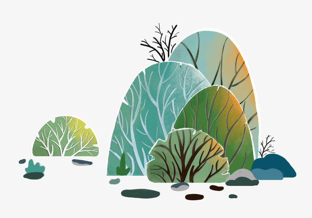 绿色圆形植物插画插图