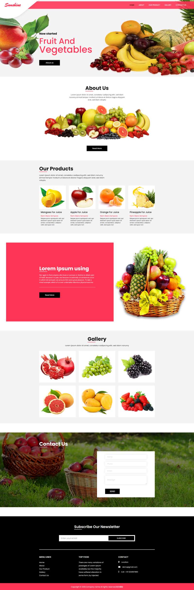 水果网站设计模板，水果展示网站模板