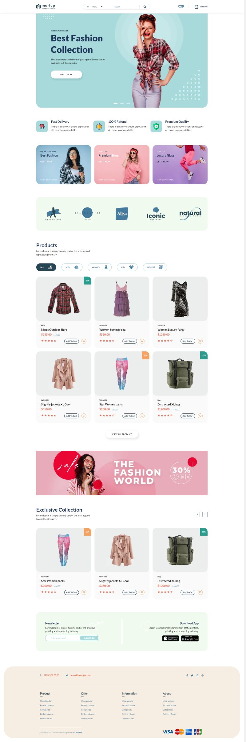 购物网站模板html，服装商城网站模板