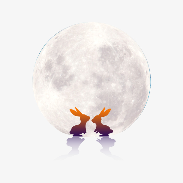 在月亮前面的小兔子