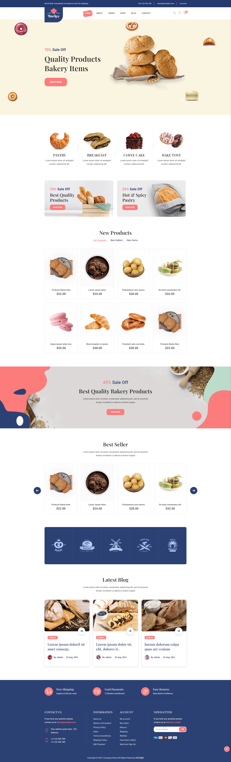 面包店网页设计，美食网站设计模板