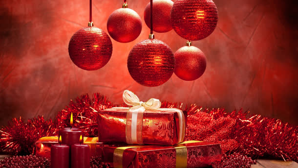 圣诞红色喜庆红球礼物盒