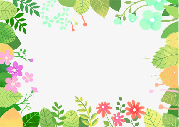 绿色卡通树叶花朵边框纹理