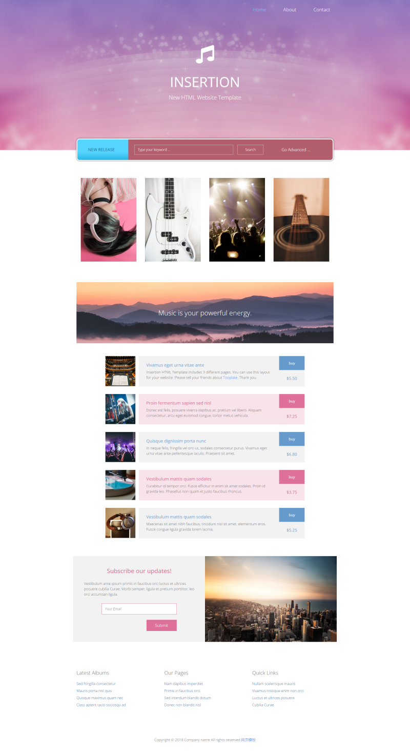 音乐网站html模板，音乐主题模板