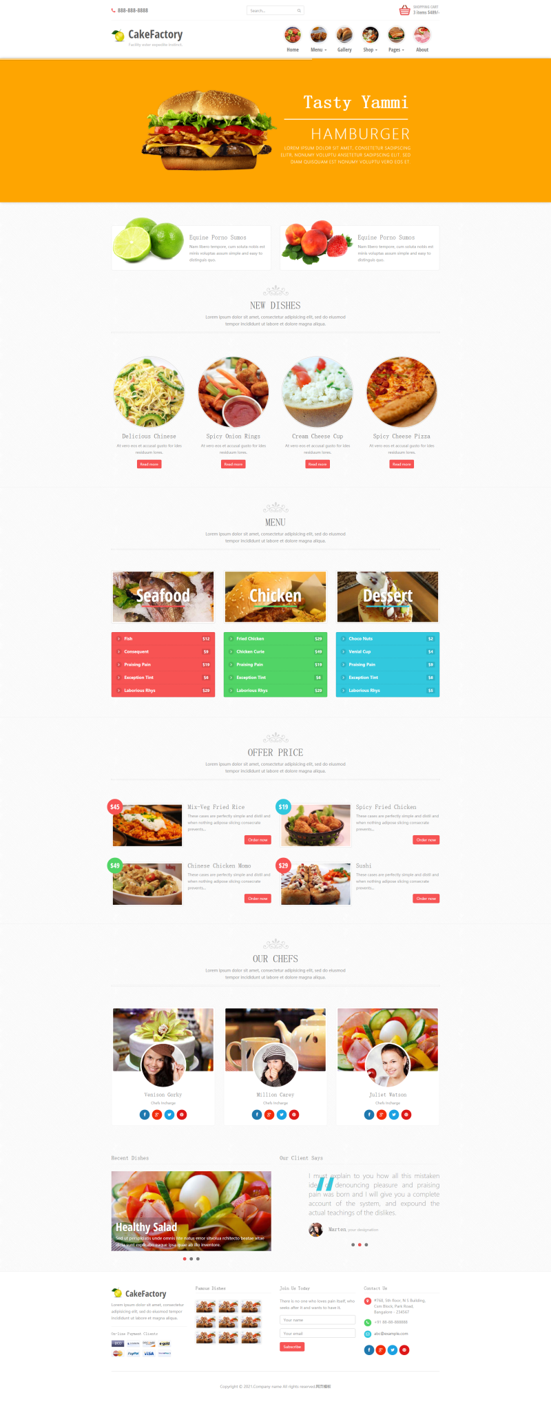 餐厅网站页面设计，bootstrap餐饮网站模板