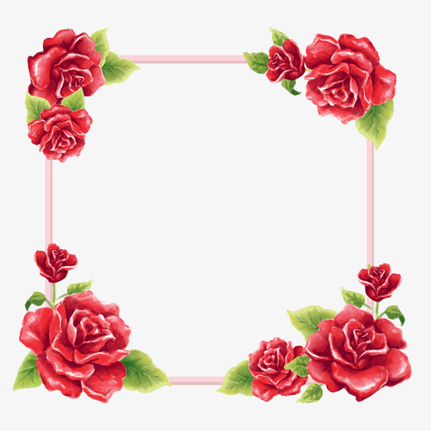 红色玫瑰花框架设计矢量