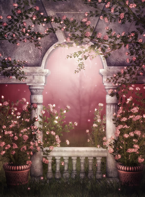 梦幻粉色玫瑰建筑装饰