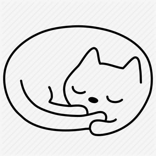 创意手绘，甜美睡猫PNG透明图，卡通手绘元素，高清下载