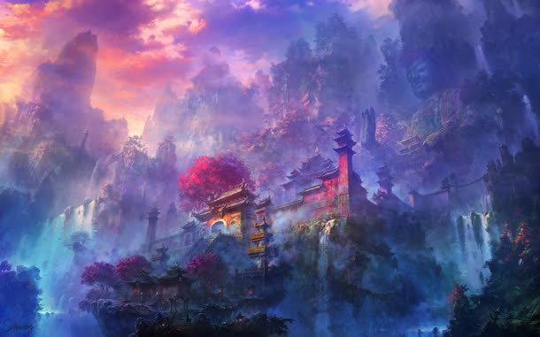 网页游戏紫色少林寺桌面壁纸