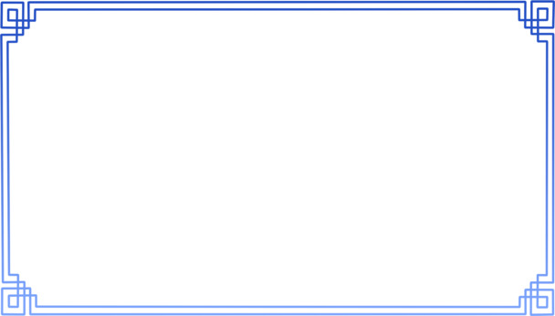 中式传统风格蓝色渐变边框PNG透明图片，高清装饰元素设计素材下载