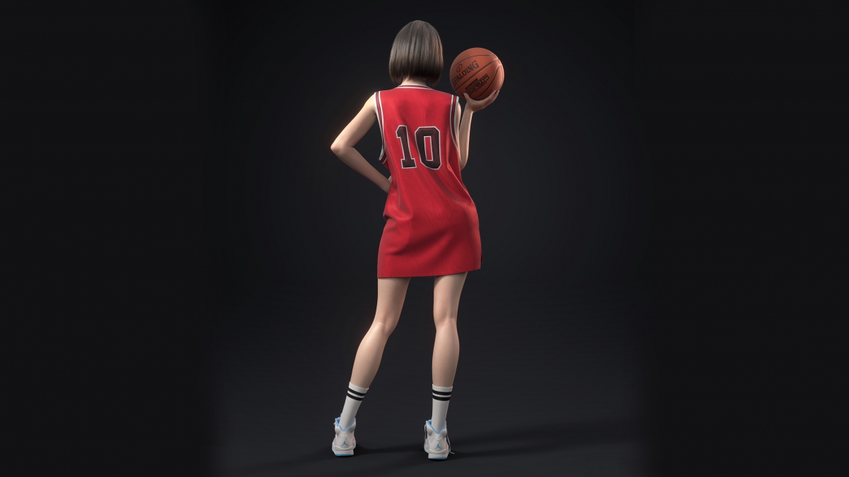 灌篮高手 3D美女 背影 卢静赤木晴子 球服 篮球4k电脑壁纸