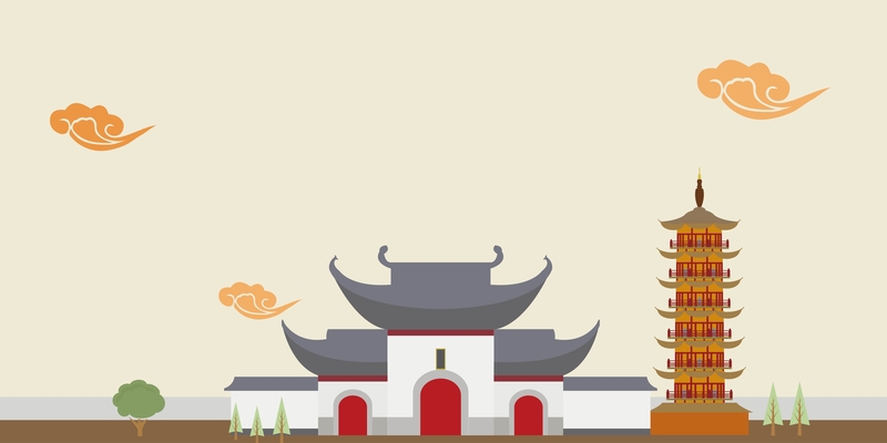 中国风古典建筑海报背景素材