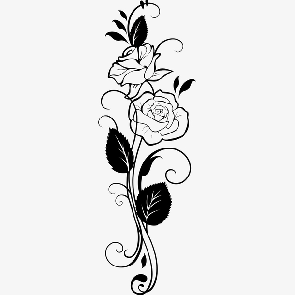 黑白素描花卉