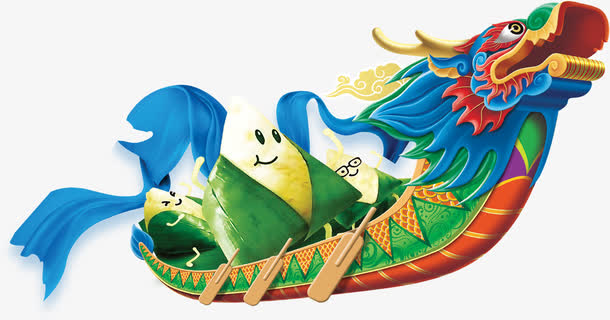 端午节龙舟粽子卡通装饰图片