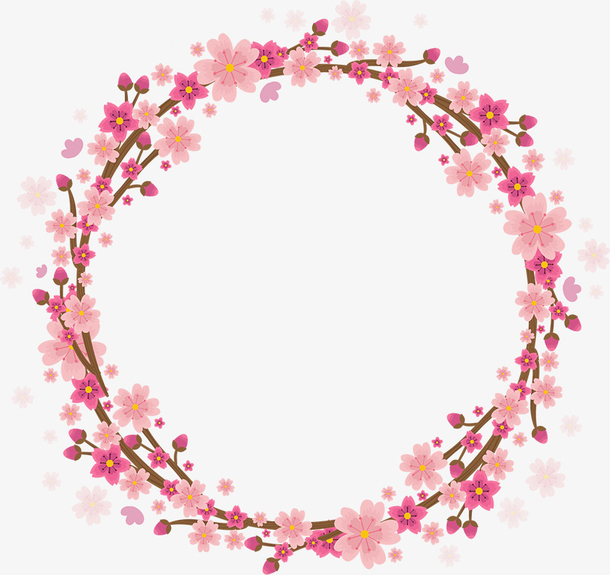 樱花花环花边手绘