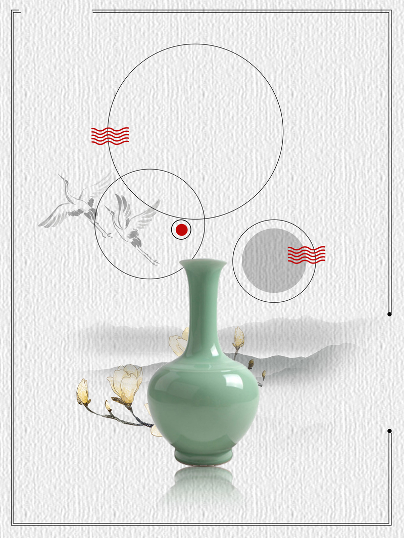 复古中国风简约陶瓷艺术海报背景素材
