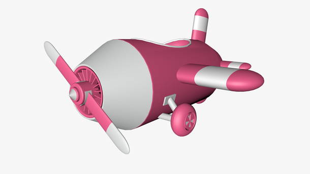 C4D粉色飞机PNG透明免抠图，高清素材，设计无忧下载