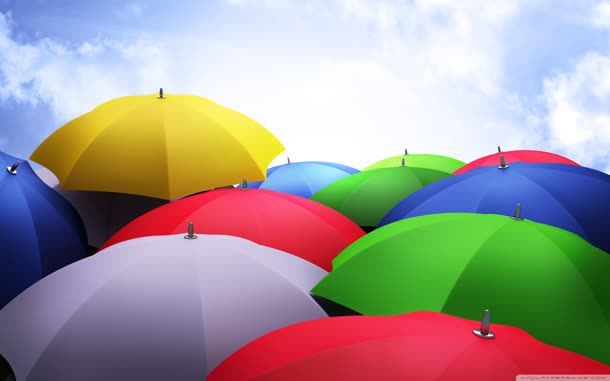 彩色重叠雨伞海报背景