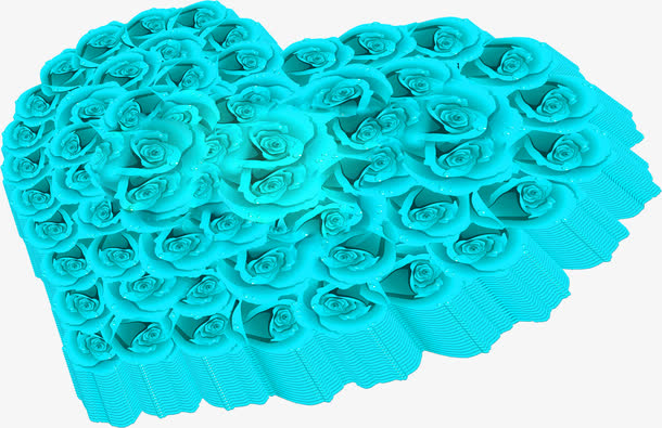 手绘蓝色玫瑰PNG透明图，高清节日背景，情人节设计素材下载