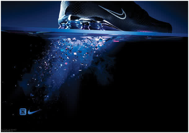 蓝色耐克运动鞋海报背景设计