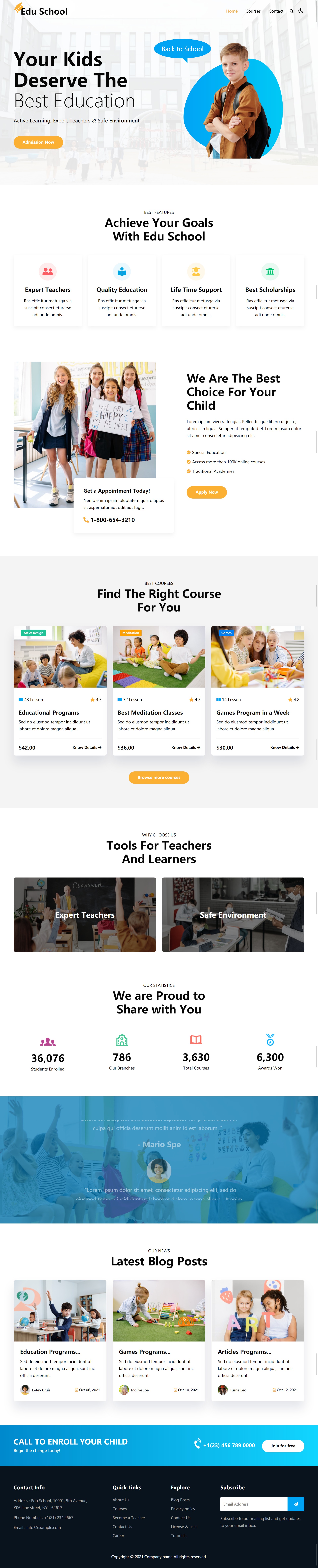 儿童教育网站源码，教育网站界面设计模板