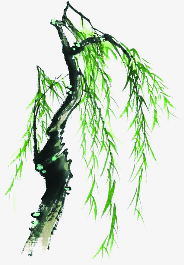 中国风水墨柳树装饰