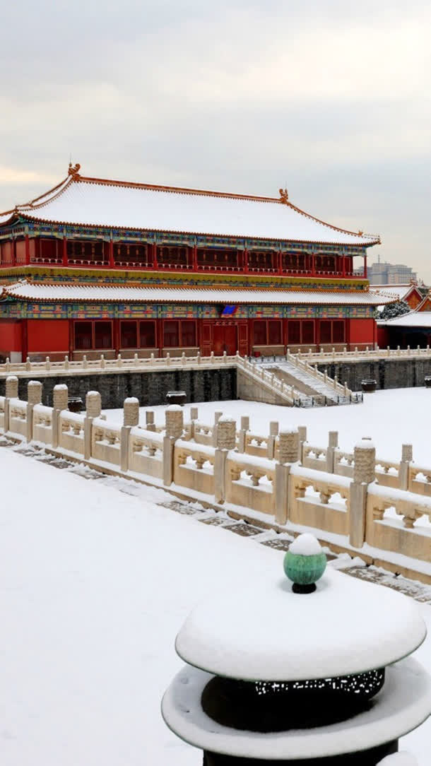 中国风故宫雪景建筑