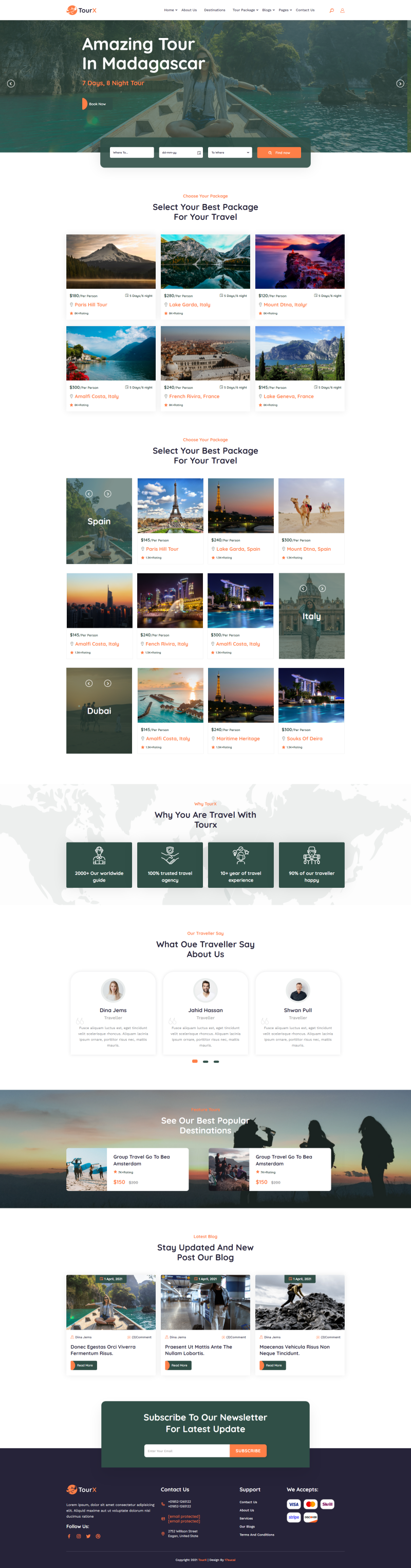 旅行网页设计模板代码，精美的旅游公司网页设计