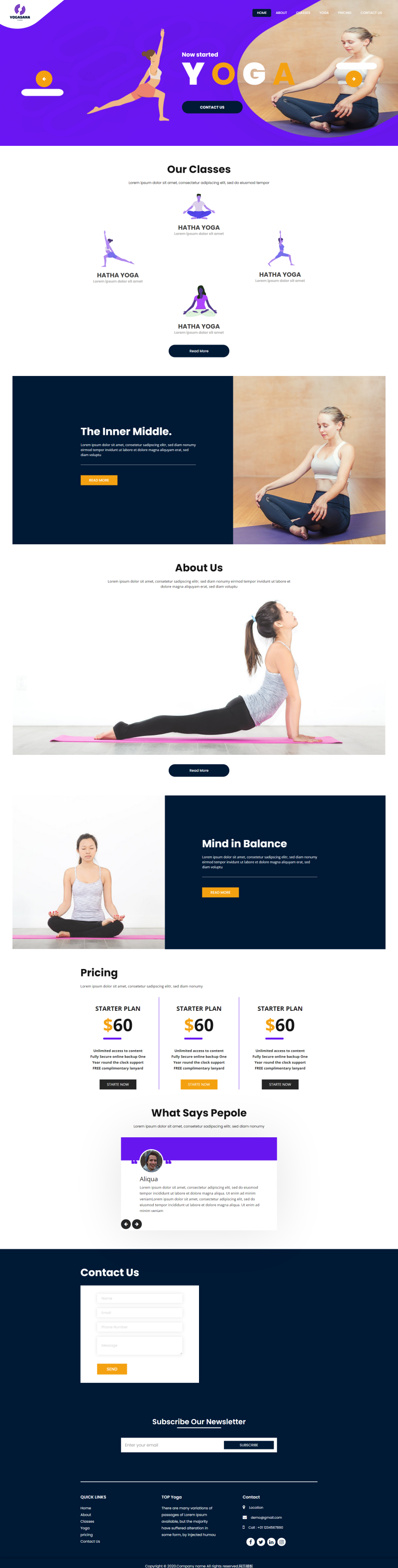 瑜伽网站源码，清爽的运动健身网站设计