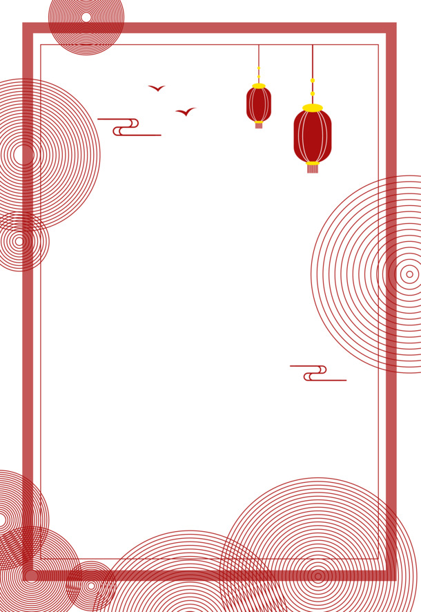 春节灯笼边框PNG透明图片，高清节日元素，免费下载用于元旦、春节、元宵设计素材