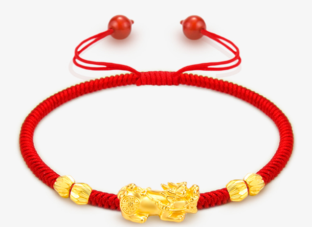 草莓晶貔貅红绳手链