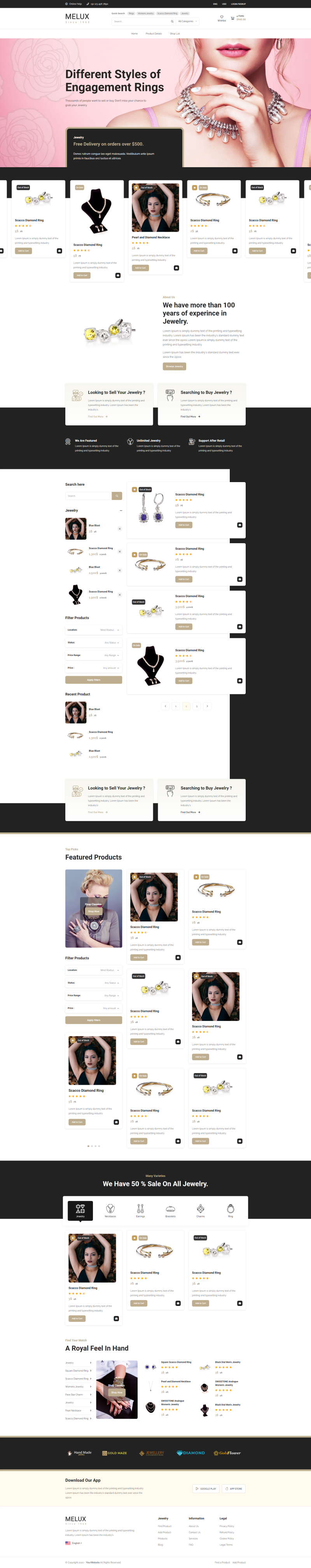 珠宝首饰网站模板设计，大气的珠宝行业网页设计