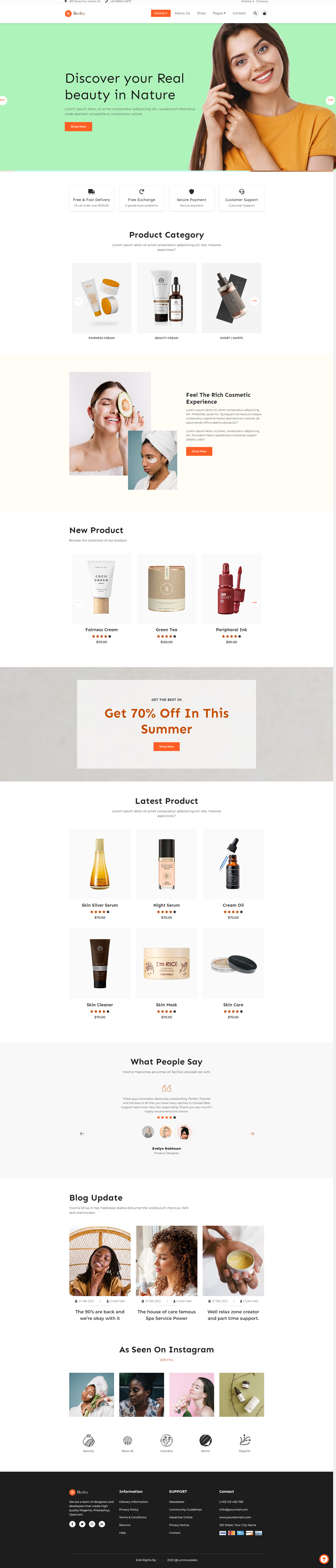 化妆品网站设计模板，大气的护肤品商城网页设计