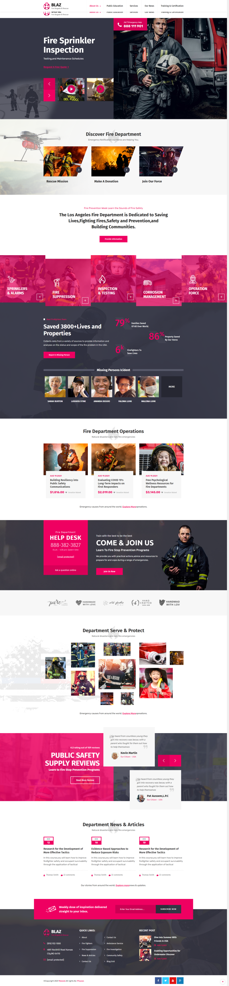 消防救援服务网站模板下载，高质量的消防机构网站设计